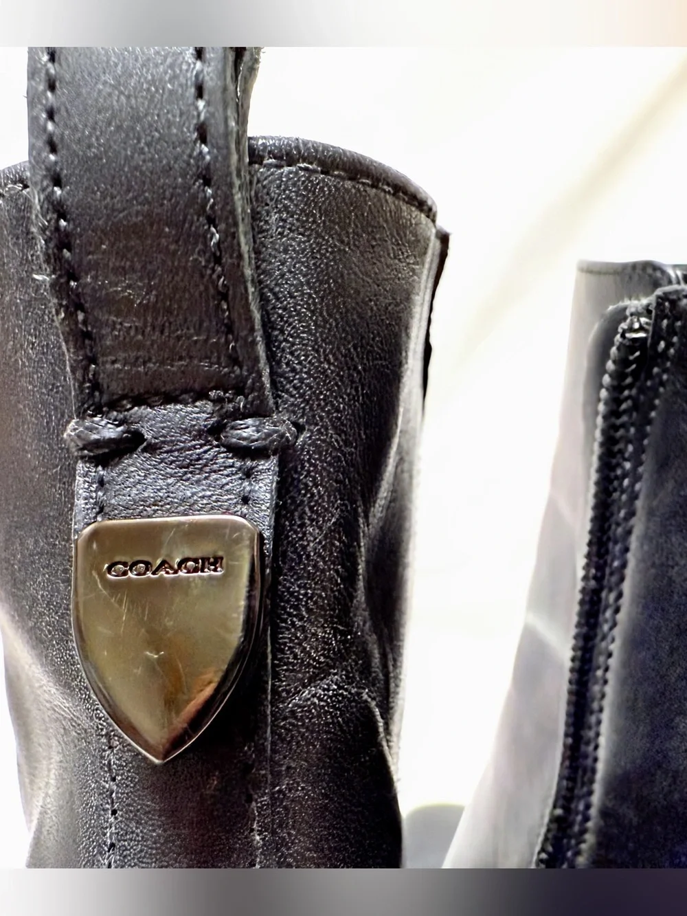 Coach Jemma Black Leather High Heel Ankle Booties Womens Size 5B